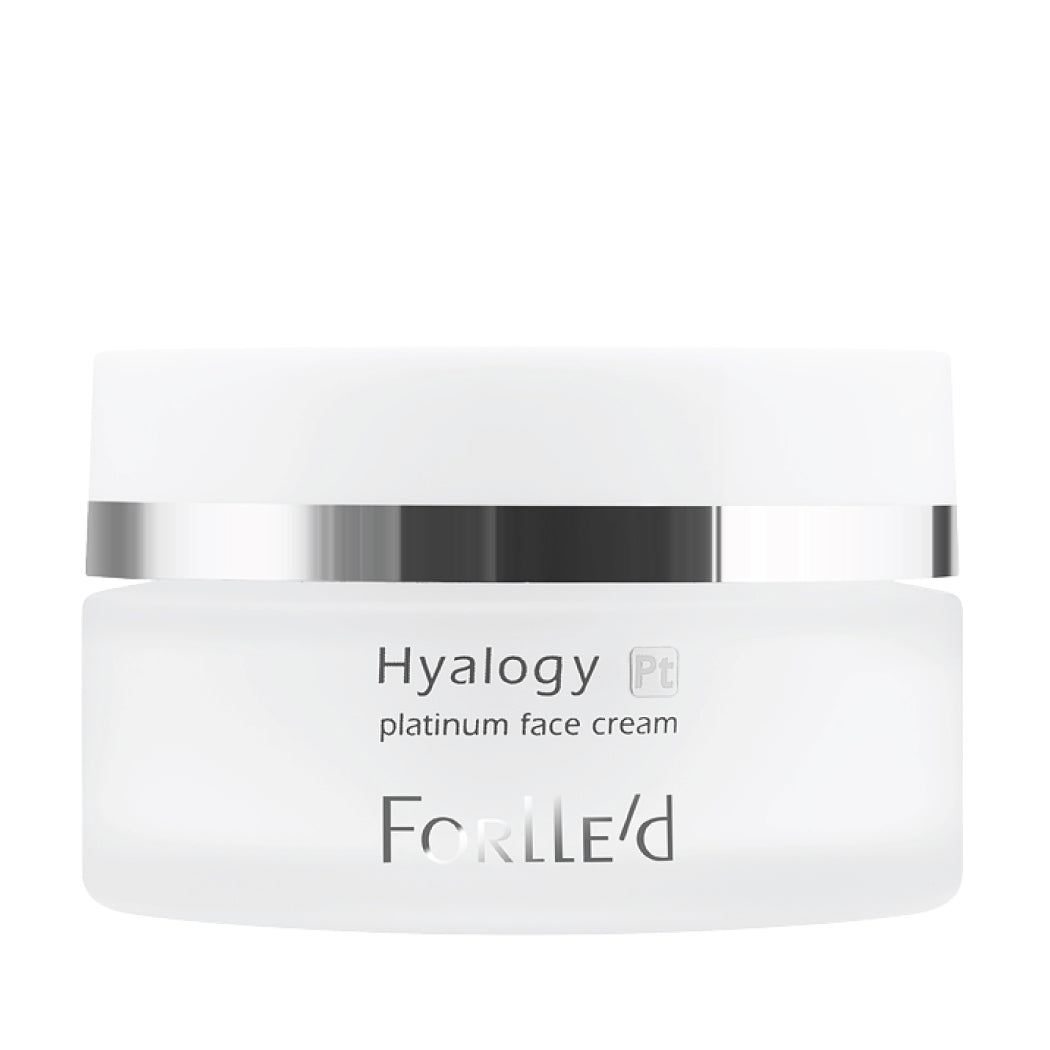 Hyalogy Platinum Face Cream. Jauninantis kremas su jonizuota platina ir Hyalogy platinum lotion odos priežiūros rinkinys Forlle&