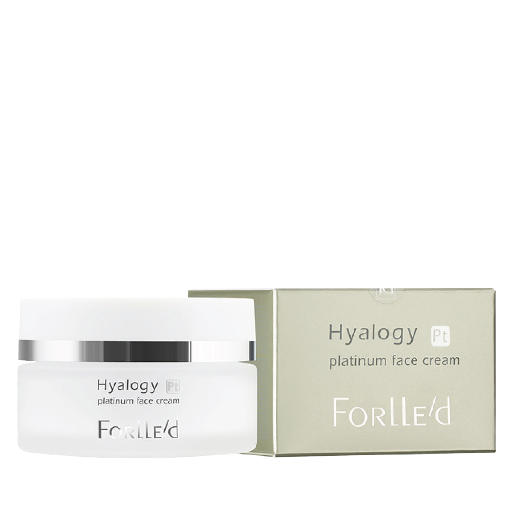 Hyalogy Platinum Face Cream. Jauninantis kremas su jonizuota platina ir Hyalogy platinum lotion odos priežiūros rinkinys Forlle&