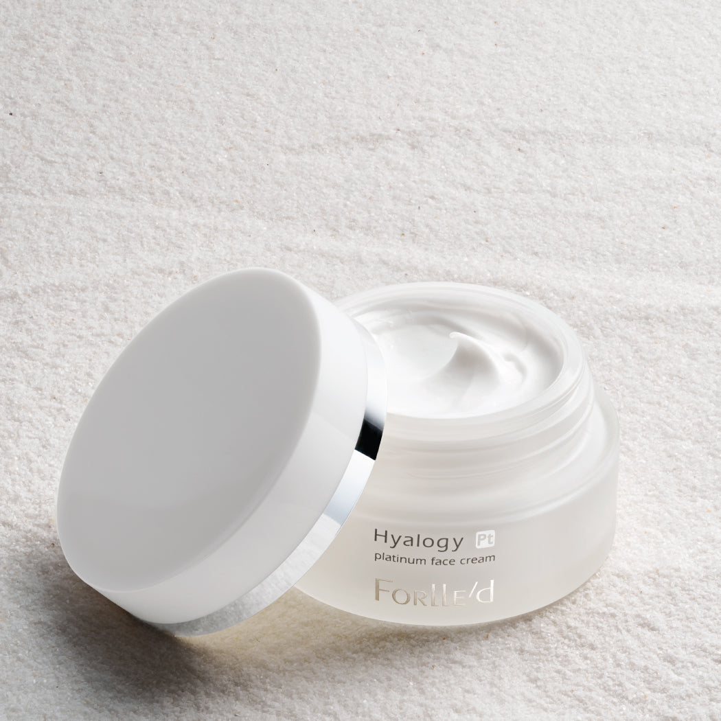 Hyalogy Platinum Face Cream. Jauninantis kremas su jonizuota platina ir Hyalogy platinum lotion odos priežiūros rinkinys Forlle&
