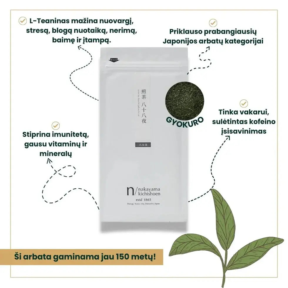 Žalioji arbata Gyokuro. Nuotaikai ir imunitetui Arbata