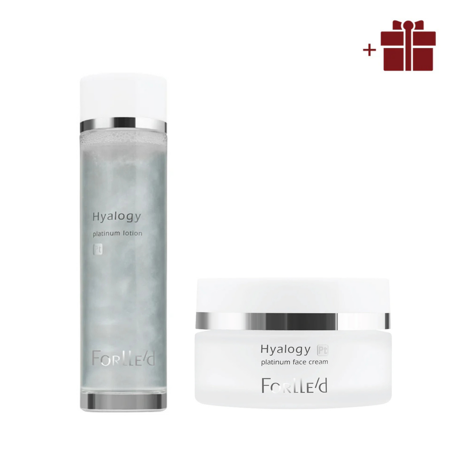Hyalogy Platinum Face Cream. Jauninantis kremas su jonizuota platina ir Hyalogy Platinum Lotion odos priežiūros rinkinys Forlle&