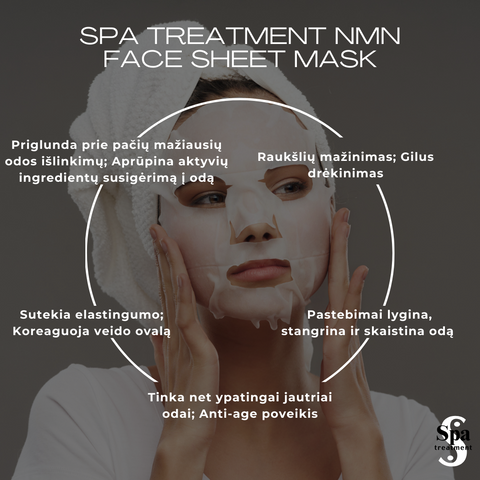 Spa Treatment NMN Face Sheet Mask 4 vnt. atjauninančios veido kaukės Japonų Klinika - Beža