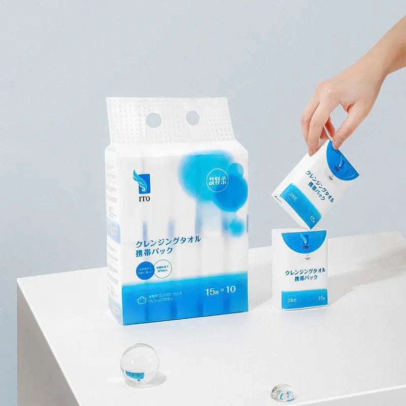 ITO Cleansing Towel. Kompaktiški vienkartiniai rankšluosčiai kasdienai, 10 vnt. x 15