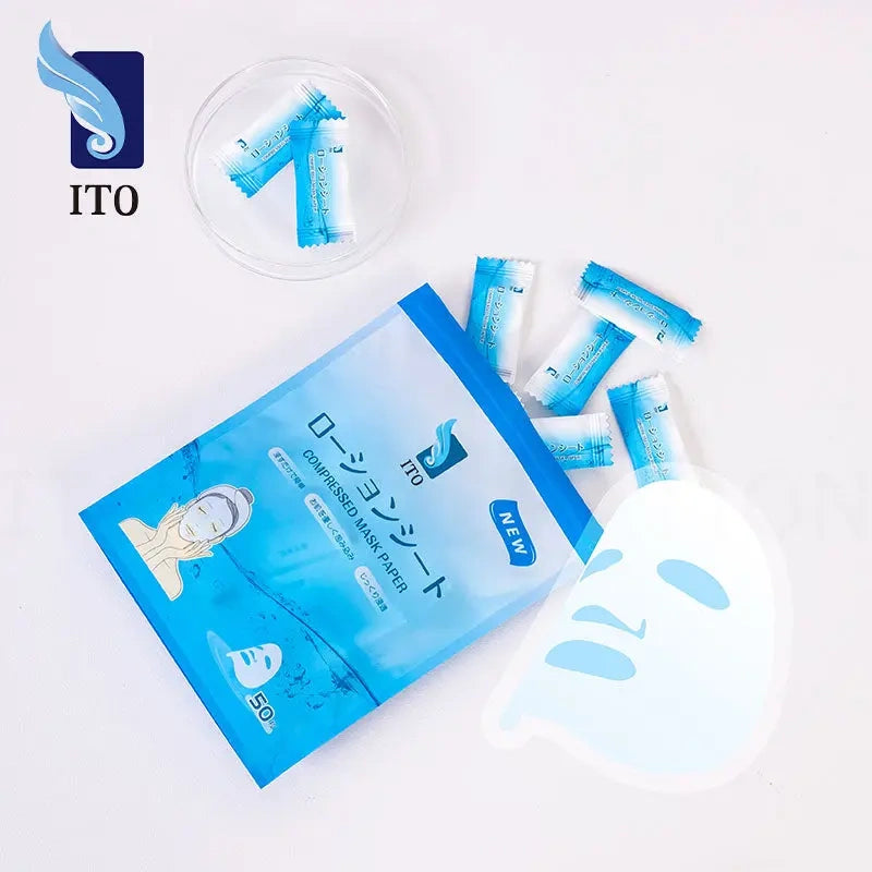 ITO Compressed Lotion Towels. Vienkartinės kompresinės kaukės sustiprinti losjono poveikiui, 50 vnt