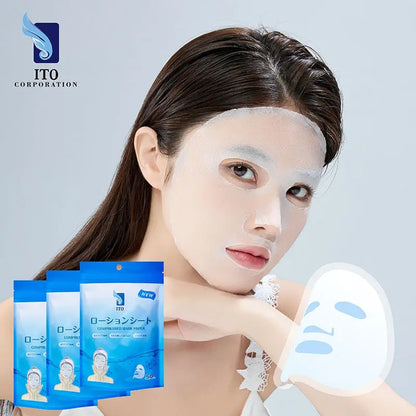 ITO Compressed Lotion Towels. Vienkartinės kompresinės kaukės sustiprinti losjono poveikiui, 50 vnt