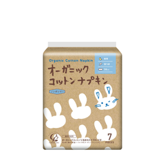 Cotton Labo. Organic 100% cotton sanitary pads with wings for overnight use, 7 pcs.