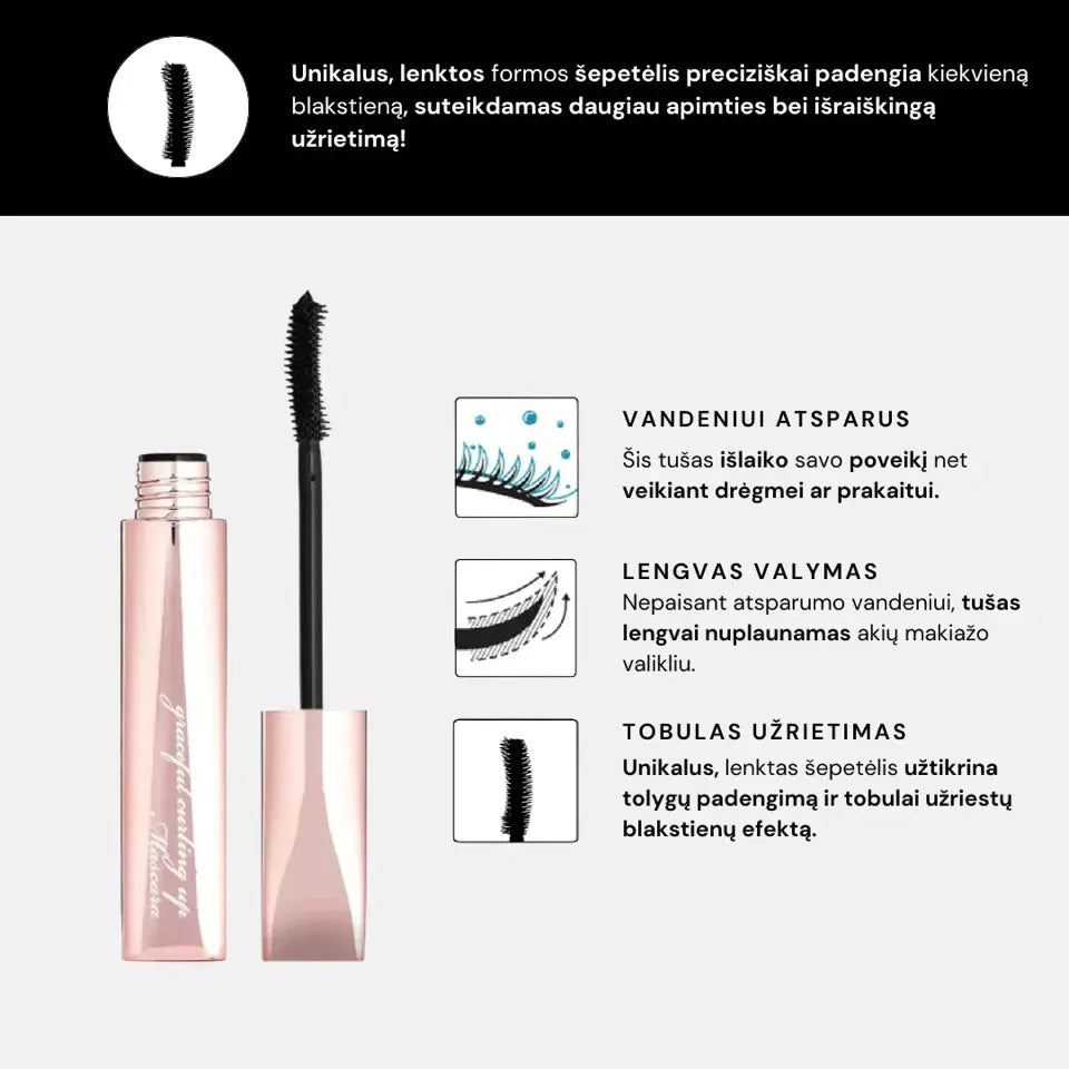 PRIVIA Graceful Curling Up. Blakstienas riečiantis ir apimtį didinantis tušas PRIVIA