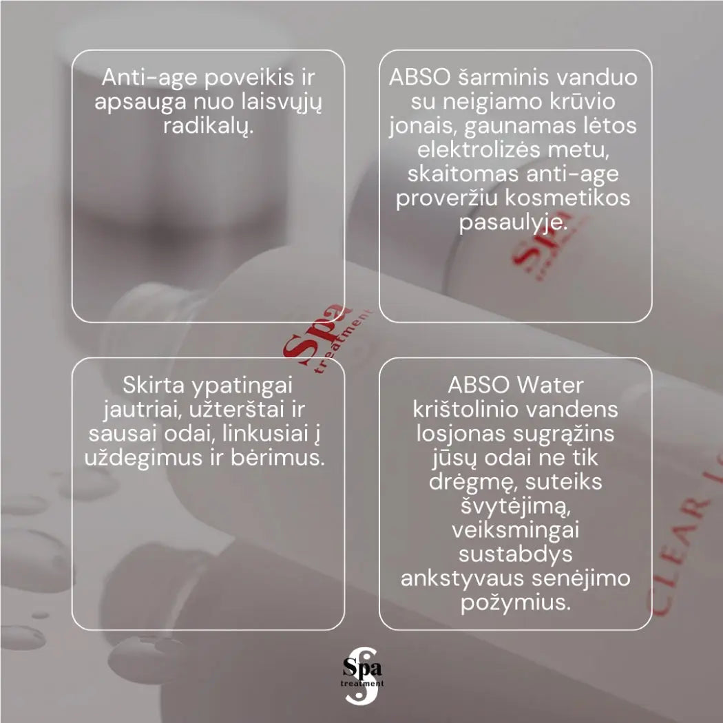 Spa Treatment ABSO Water Clear Lotion. Krištolinio vandens drėkinantis losjonas, 100 ml Spa Treatment