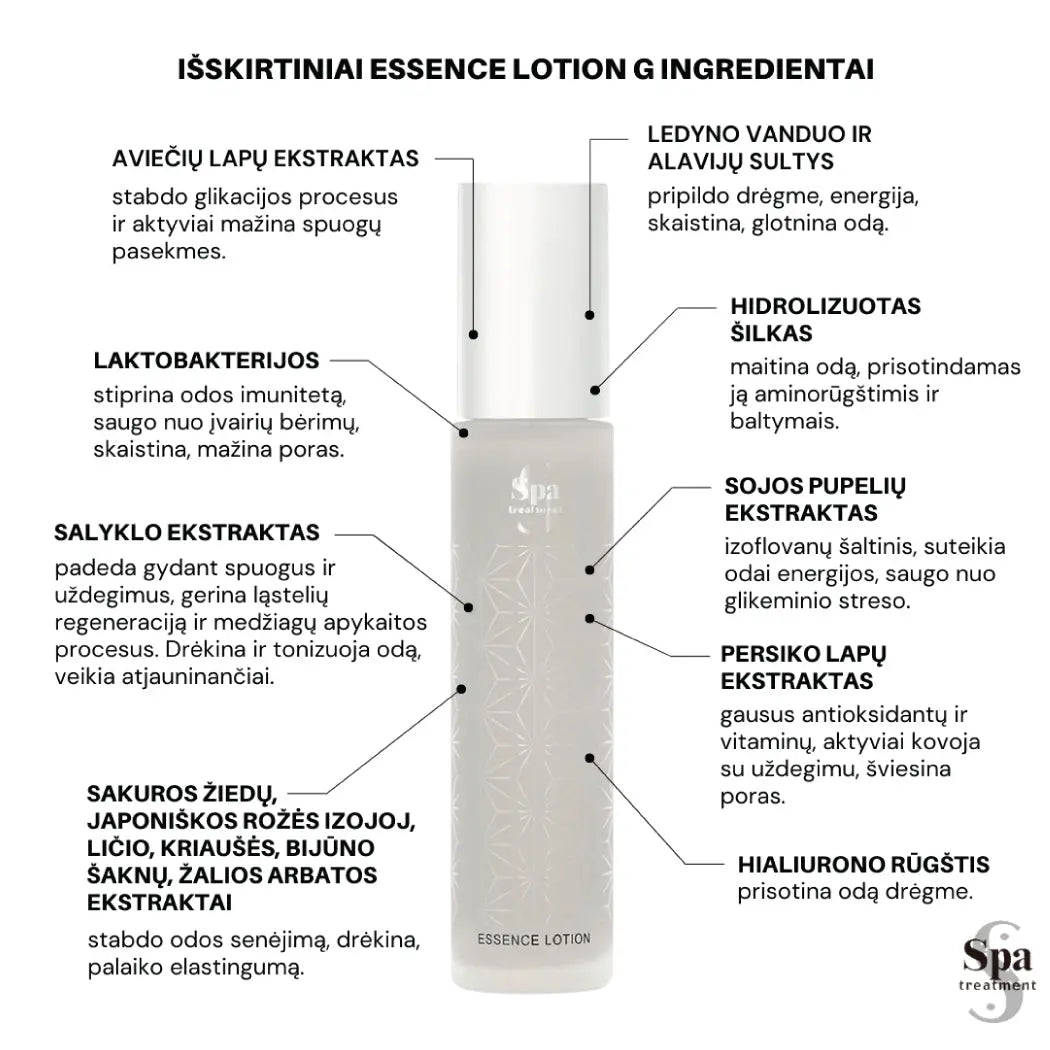 Spa Treatment Essence Lotion G. Drėkinantis veido losjonas su šilku G, 120 ml Spa Treatment
