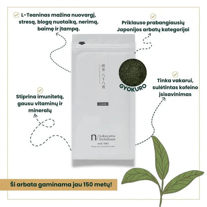 Žalioji arbata Gyokuro. Nuotaikai ir imunitetui Arbata