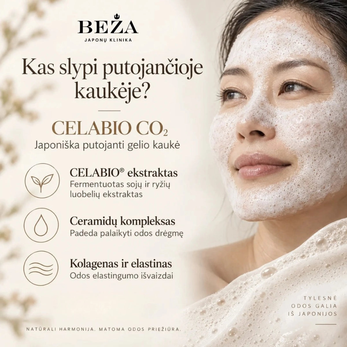 CELABIO CO₂ – japāņu putojoša gēla maska ​​āda mirdzumam