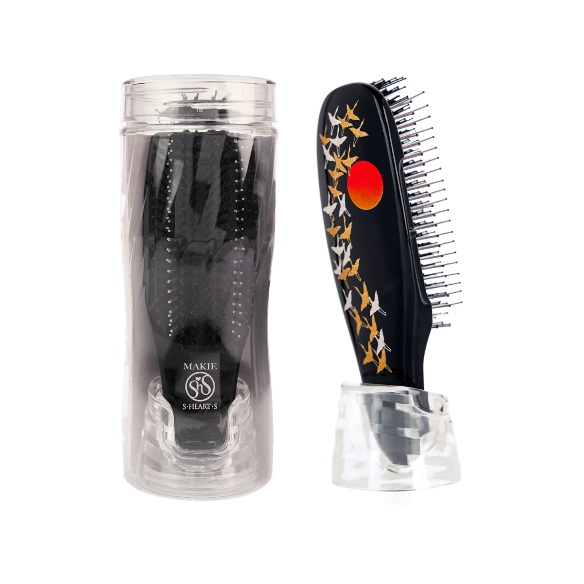 S-Heart-S Scalp Brush Makie Hairbrush with a Hand-Painted Back