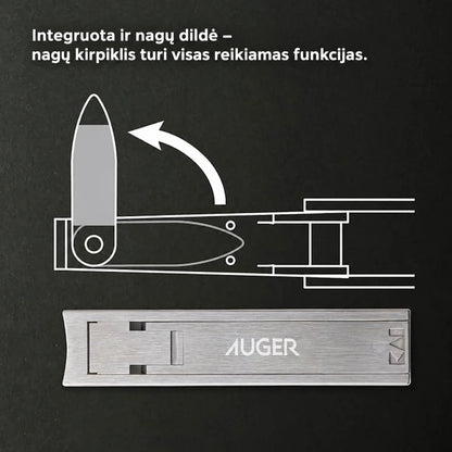 AUGER Nail Clipper Leaf. Nagų karpiklis-gnybtukas su dilde