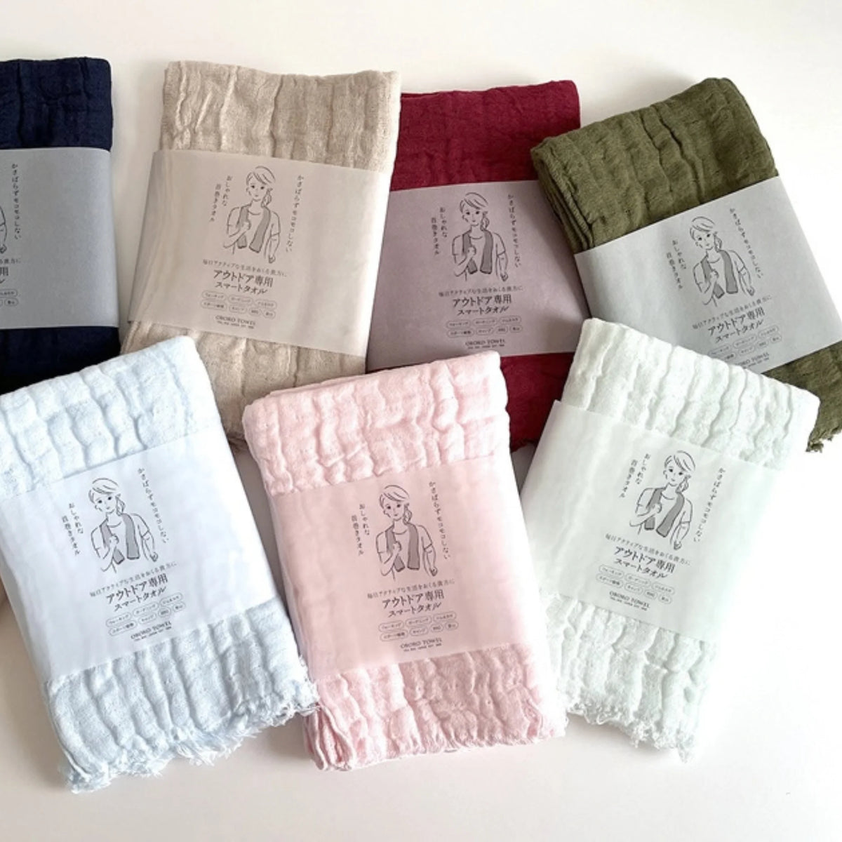 OBORO Smart Towel. Japanese 3-Layer Scarf with a Crinkled Texture