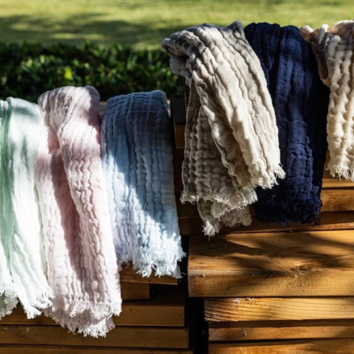 OBORO Smart Towel. Japanese 3-Layer Scarf with a Crinkled Texture