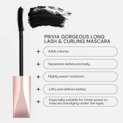 PRIVIA Graceful Curling Up. Blakstienas riečiantis ir apimtį didinantis tušas PRIVIA
